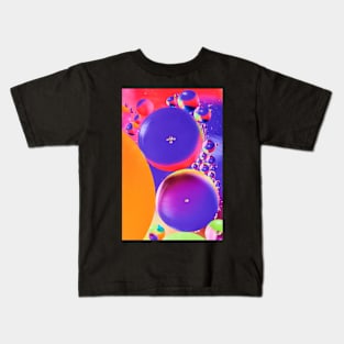 Colorful close up of oil drops in water Kids T-Shirt